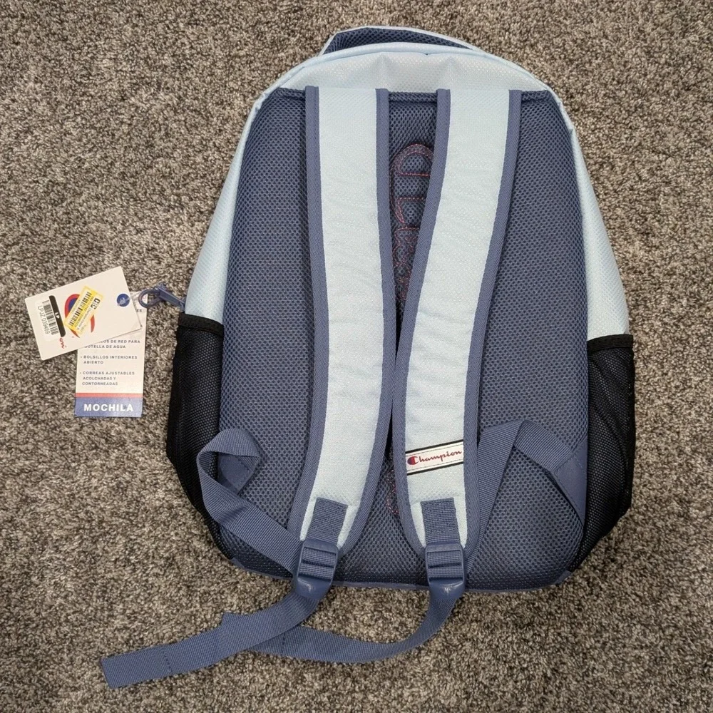 Champion Backpack Unisex OS Light Blue NWT Laptop Sleeve Reflective Safety